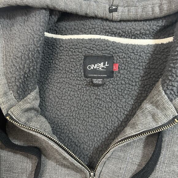 Y2K Oneill Skater Grunge Zip Up Hoodie Sweatshirt Mens Large Fur Sherpa Lined - Picture 7 of 10